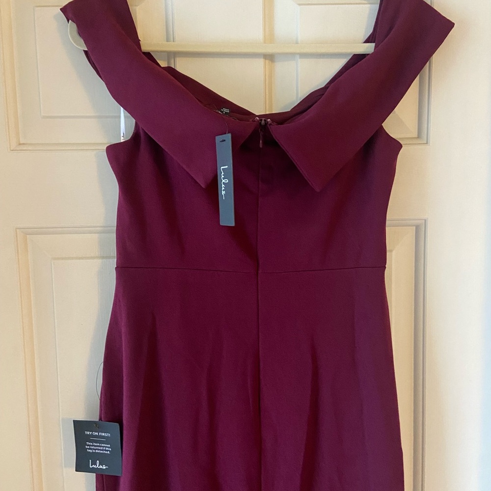 Lulu's Strapless Burgundy Gown - Picture 6 of 9